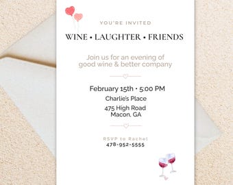 Wine Tasting Invitation, Wine Night Invite, Girls Night Invitation, Wine Party Invite, Dinner Party Invitation