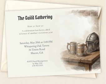 Guild Gathering Invitation, Medieval Fantasy Party Invite, Editable PDF, Guild Gathering, DnD Party Invite