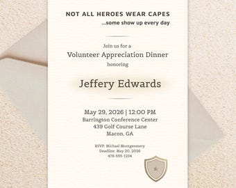 Editable Appreciation Invitation Template, Recognition Event Invite, Employee or Volunteer Celebration
