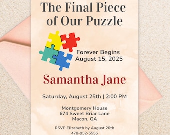 Final Piece of Our Puzzle Adoption Invitation, Forever Family Party Invite, Adoption Celebration, Editable PDF