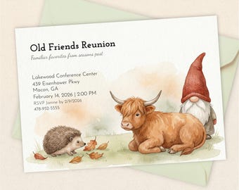 Old Friends Reunion Invitation, Reunion Party Invite, Digital Invitation, Editable PDF Template