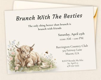 Brunch Invitation Editable PDF, Brunch With Friends Invite, Ladies Luncheon, Garden Party Invitation