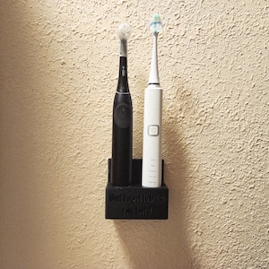 Engraved Toothbrush Holder – Custom Message | Dual Electric Toothbrush Stand | Wall Mounted Holder | Bathroom Gift Idea