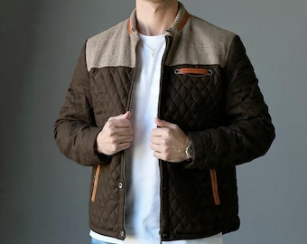 Men’s Waterproof Quilted Bomber Jacket – Lightweight Winter Coat, Casual Business Outerwear