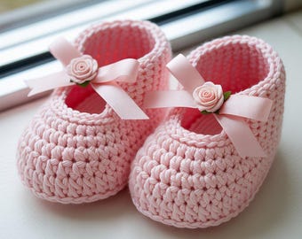 Crochet Baby Booties Pattern PDF  6–9 Months  Ribbed Ankle  Easy Handmade Baby Shoes