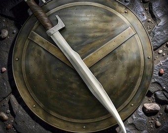 Conjunto de escudo e espada de guerreiro espartano de 76 cm (30") – Traje medieval grego para cosplay e LARP
