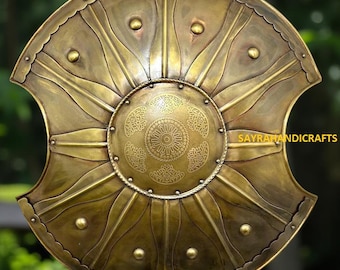 Medieval Trojan Shield – Achilles Heroic Greek Battle Replica, 24 Inch Steel Armor, Larp Armor