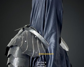 Armadura de ombro do Rei Bruxo Nazgûl – Traje medieval preto para cosplay, RPG, Halloween e LARP.