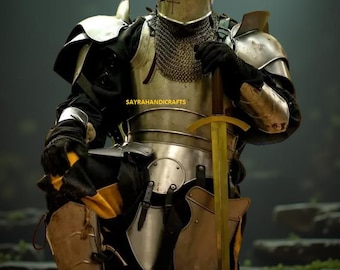 Medieval Crusader Barbuta Knight Armor Suit – Wearable Steel Costume for Reenactment, LARP Event Cosplay