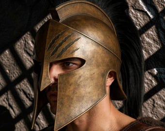Casco espartano de bronce para usar – Accesorio de la película del rey Leónidas, armadura para cosplay, equipo de colección