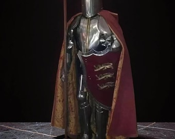 Armadura medieval de cavaleiro vestível de 1,83 m – Armadura de cruzado templário de calibre 18 para LARP