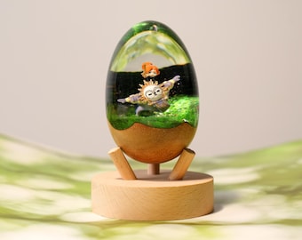 E33 Maelle & Esquie Resin Wood Egg | Handmade Gamer Gift for Him | Game Room Decor