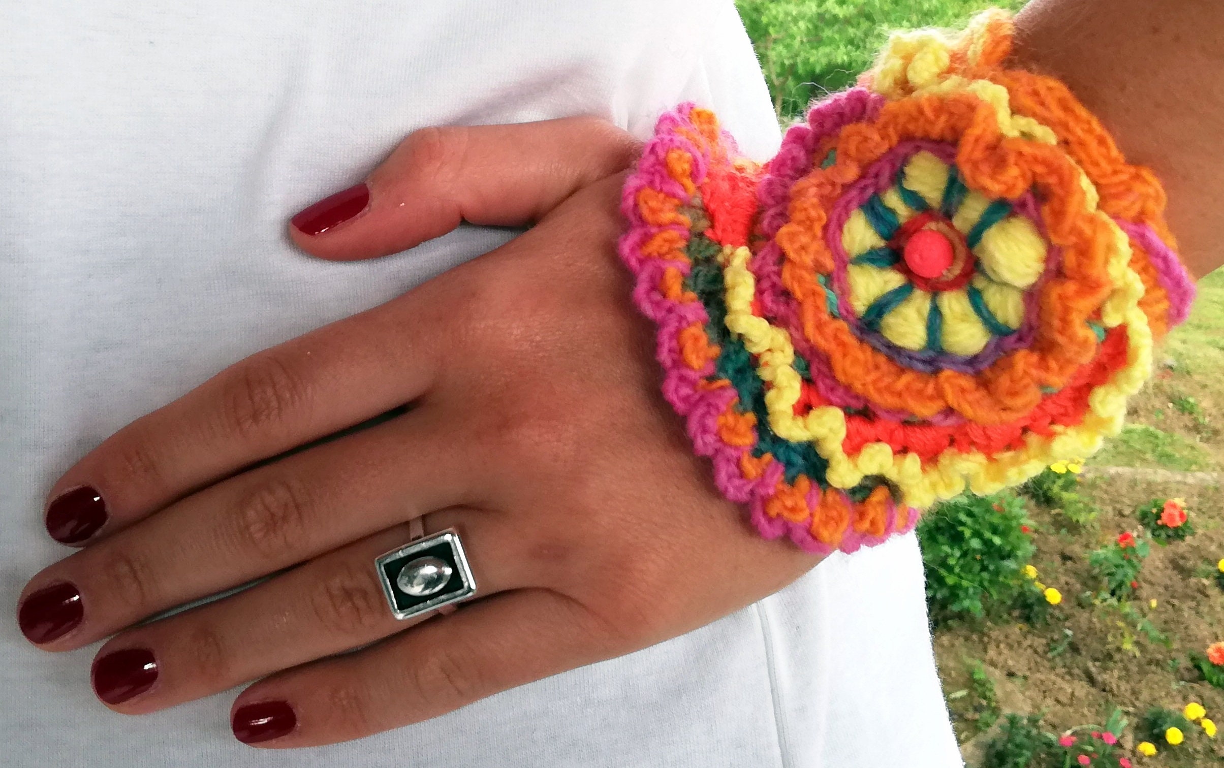 Crochet cuff bracelet clearance