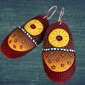 Polymer Clay Earrings Dangle earrings Polymerclay earrings Vibrant colors Gift for her Wearable art Lightweihgt earrings Bohemian fashion