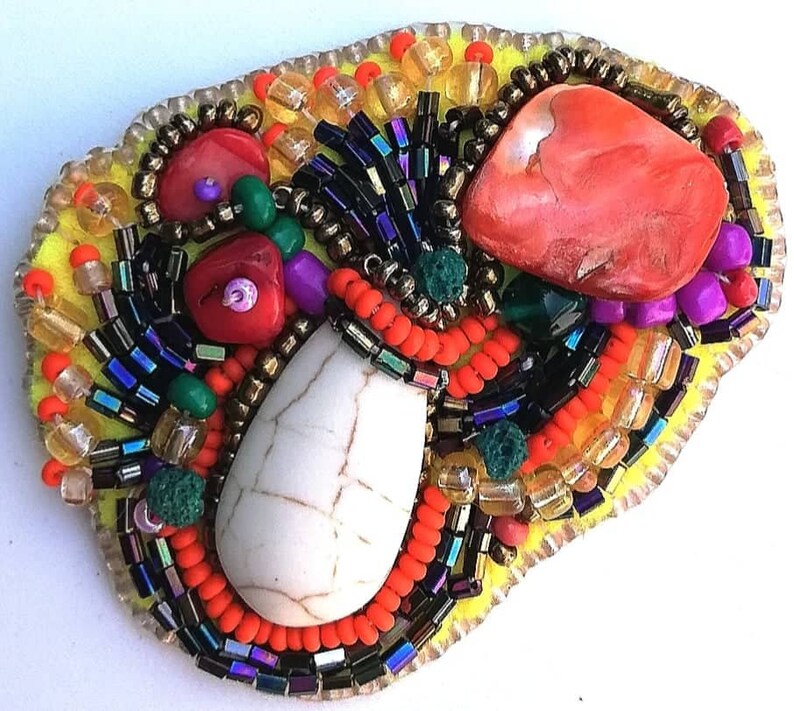 Brooch Bohemian brooch DIY brooch Bead embroidery Freeform brooch Embroidery brooch Beading jewelry DIY jewelry Handmade broochBeaded brooch