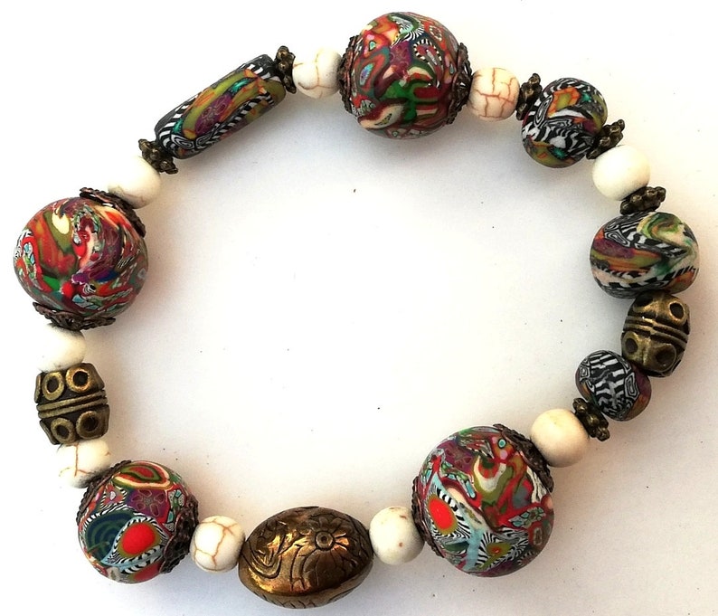Polymerclay bracelet Fimo bracelet Unique bracelet Handmade bracelet Boho bracelet Fimo beads Colorful bracelet Bohemian bracelet Handmade