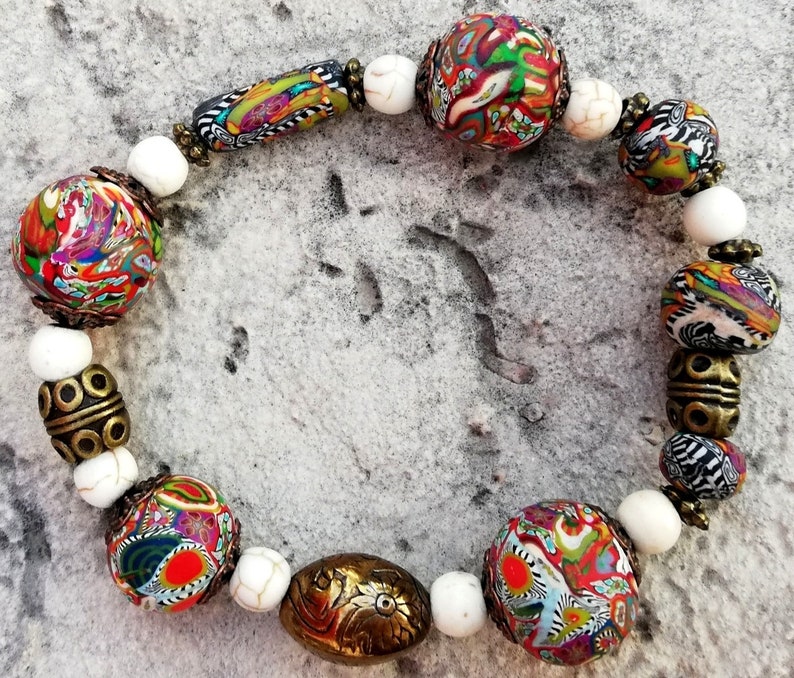 Polymerclay bracelet Fimo bracelet Unique bracelet Handmade bracelet Boho bracelet Fimo beads Colorful bracelet Bohemian bracelet Handmade