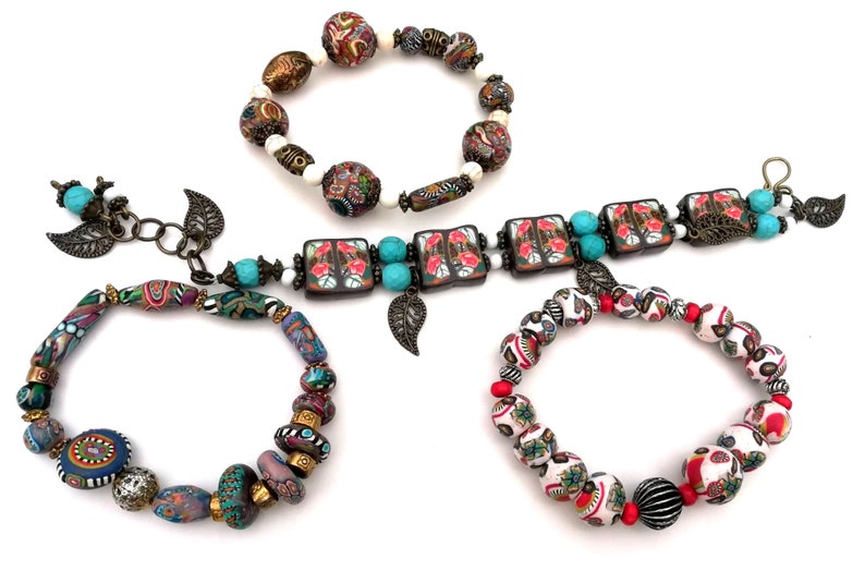 Polymerclay bracelet Fimo bracelet Unique bracelet Handmade bracelet Boho bracelet Fimo beads Colorful bracelet Bohemian bracelet Handmade