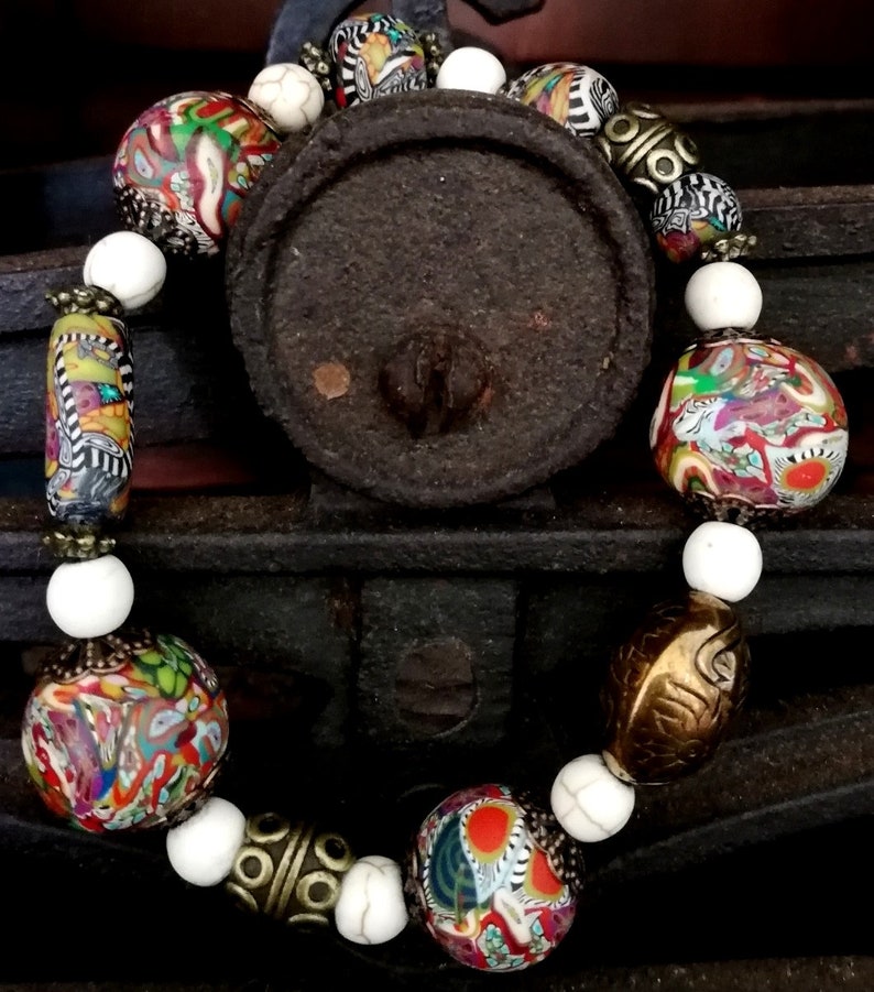 Polymerclay bracelet Fimo bracelet Unique bracelet Handmade bracelet Boho bracelet Fimo beads Colorful bracelet Bohemian bracelet Handmade