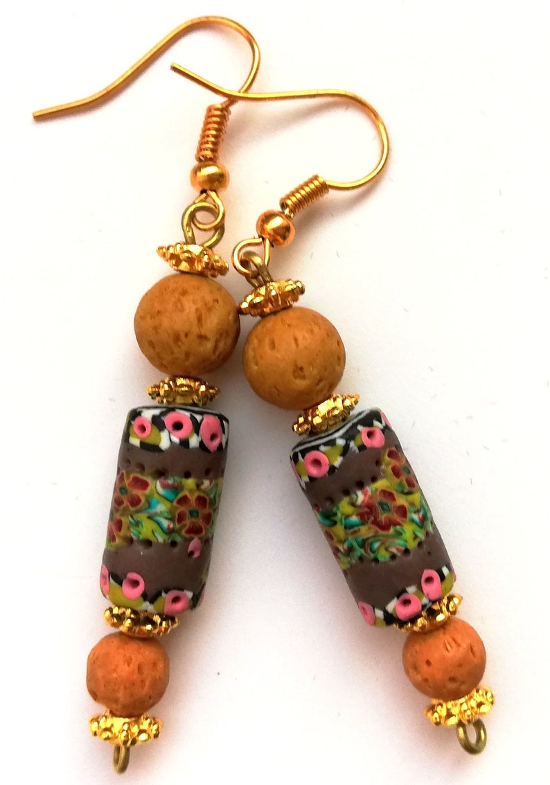 Polymerclay Earrings Handmade Artisan Boho Earrings Colorful Oneofakind Earrings