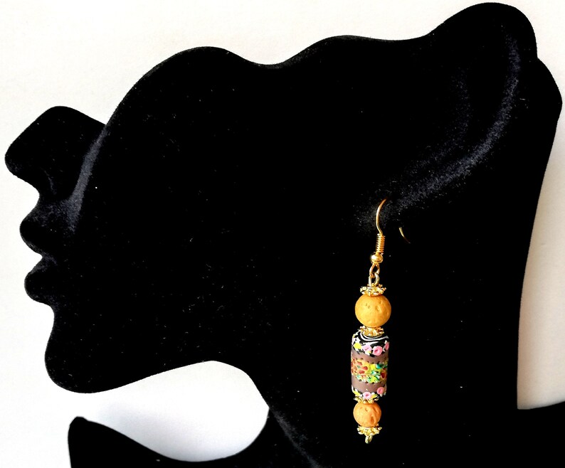 Polymerclay Earrings Handmade Artisan Boho Earrings Colorful Oneofakind Earrings