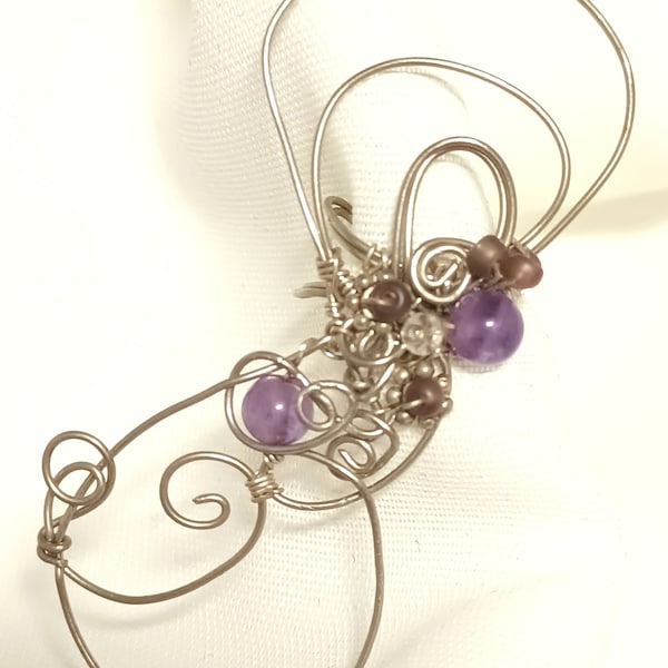 Ear Cuff Wirewrapped Ear Cuff Gift for her Ear Wrap  Unique Wearable Ear Piece  Non Piercing Ear Cuff Boho jewelry for her