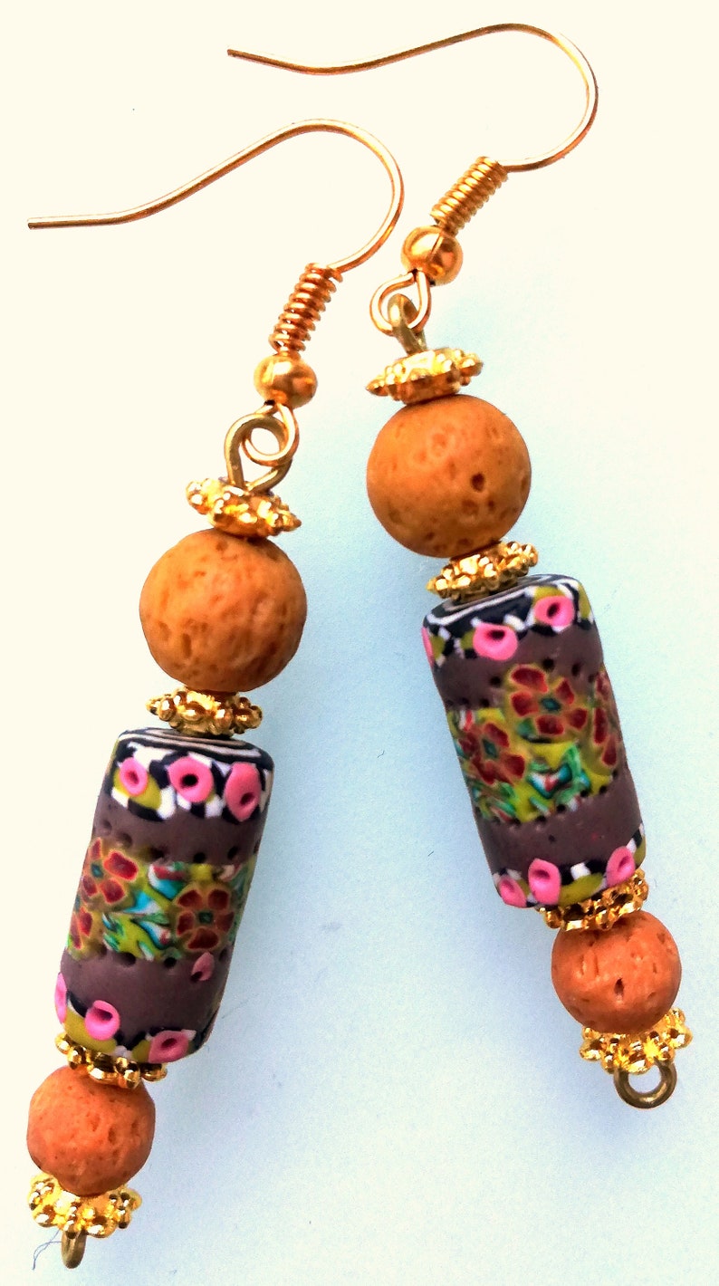 Polymerclay Earrings Handmade Artisan Boho Earrings Colorful Oneofakind Earrings
