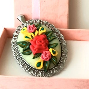 Polymer clay Embroidery Floral filigree Polymer Clay Filigree jewelry Fimo embroidary Flower filigree Floral filigree pendant clay