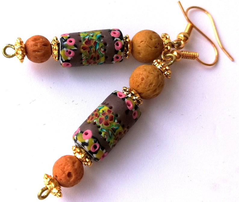 Polymerclay Earrings Handmade Artisan Boho Earrings Colorful Oneofakind Earrings