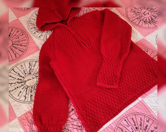 1940s Red Hooded Sweater S M