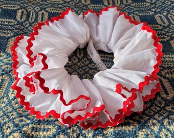 Vintage clown ruff with red rickrack trim