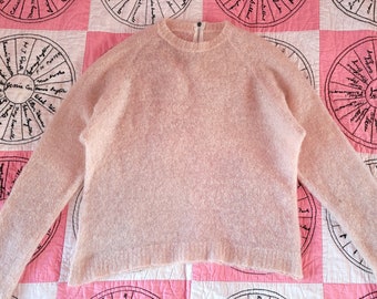 1960s Trashed Ballet Pink Loose Mohair Sweater L