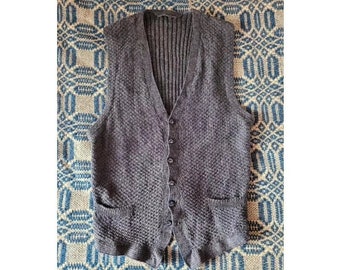 Vintage Handknit Charcoal Grey Sweater Vest S M