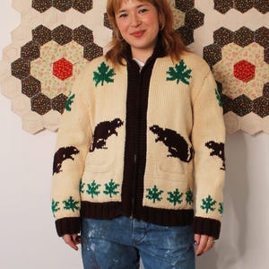 1960s Beaver Cowichan Sweater M L