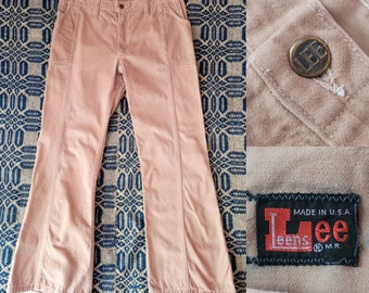 1960s 1970s Lee Leens Beige Flares 35 waist
