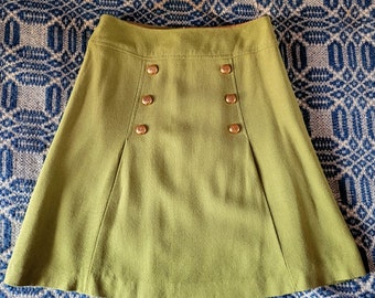 1960s Olive Green Mini Skirt S