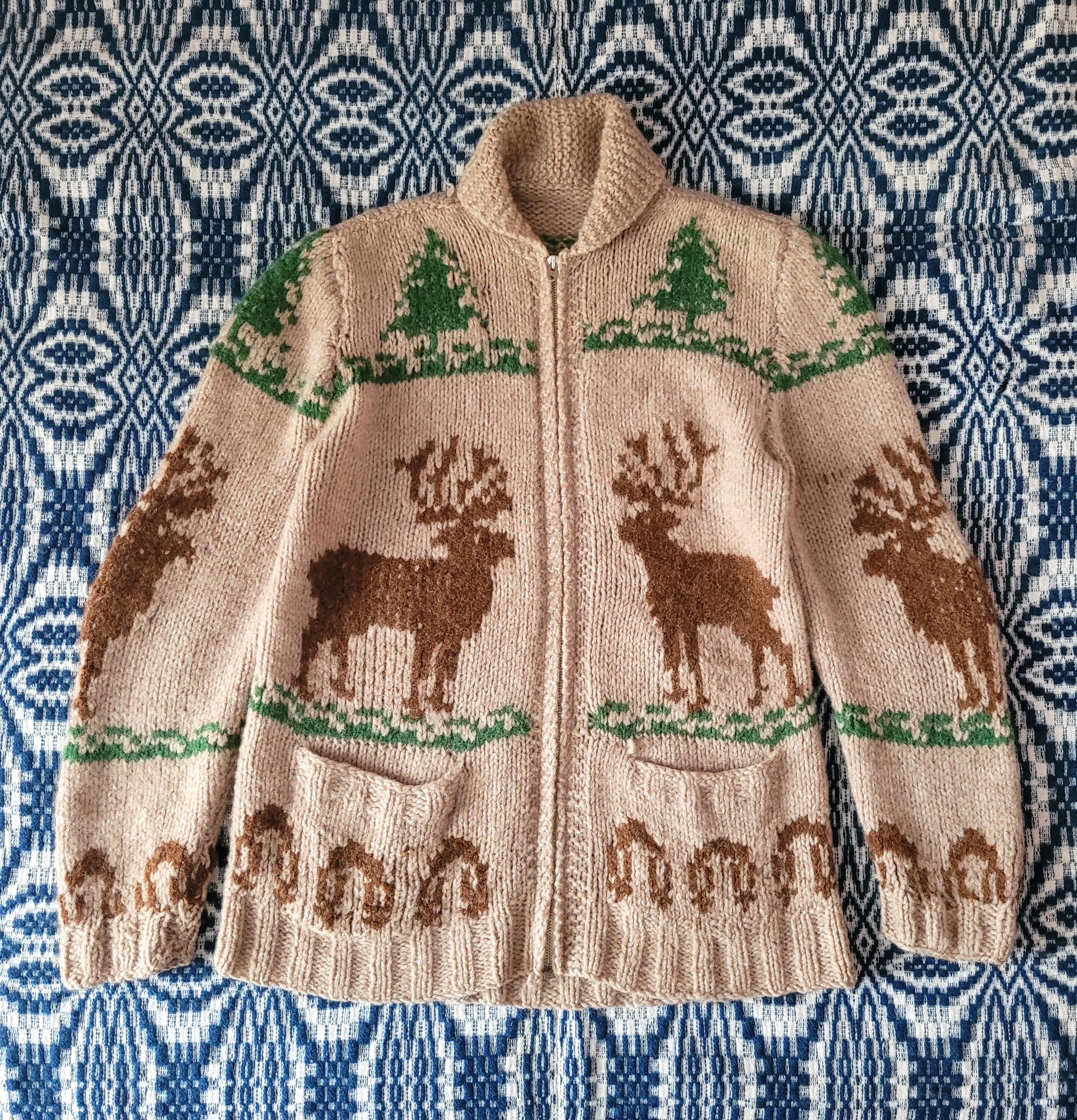 Vintage Cowichan Deer Sweater - Etsy display picture 1