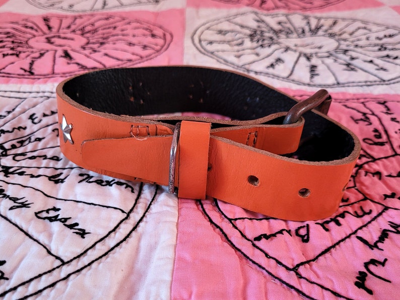 1970s Orange Dog Collar or Human Choker Necklace with Star Studs image 4