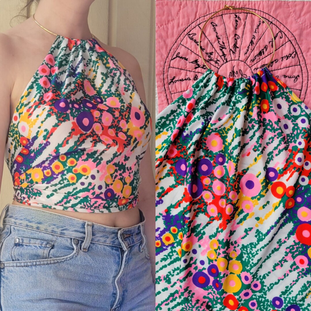 RHINESTONE HALTER HANDKERCHIEF TOP