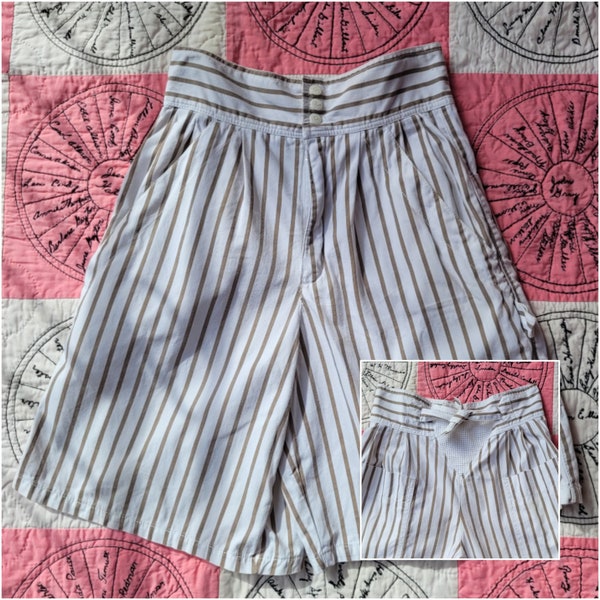 1980s Esprit Striped Carpenter Shorts XS S