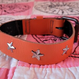 1970s Orange Dog Collar or Human Choker Necklace with Star Studs image 3
