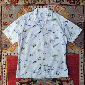 1950s Jamaica Loop Collar Novelty Shirt / Small Medium