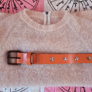 1970s Orange Dog Collar or Human Choker Necklace with Star Studs image 2