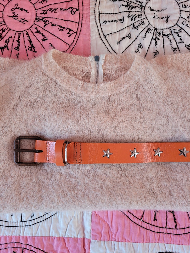 1970s Orange Dog Collar or Human Choker Necklace with Star Studs image 2