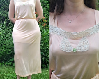 1940s slinky rayon night gown L