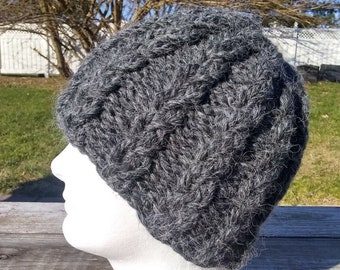 Chunky Knit Alpaca Beanie Hat: Textured Skully for Men Women (80/20 Acrylic/Alpaca)