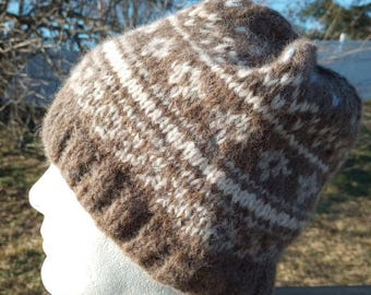 Hand Knitted Alpaca Wool Fair Isle Beanie – Nordic Viking Hat Cap