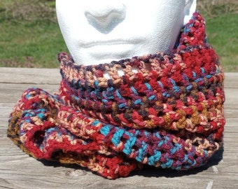 Men's Hipster Crochet Infinity Scarf Cowl Camouflage Green Black Brown Hiking Hunting Woodsy One Size Women's Handmade