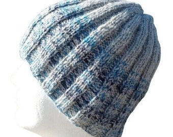 Mens Alpaca Rib Beanie Hat Skully Hand Knit Black Blue Green Limestone Wool Winter Hiking Skiing (Ready to Ship)