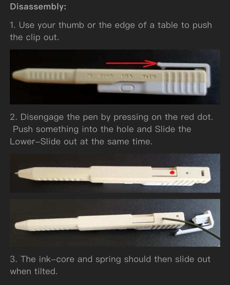 3D Printed Pistol-style Pen • Single-action Tactical Novelty Pocket Pen ...